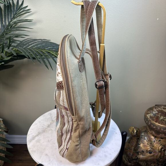 Myra Backpack Hair Hide Canvas weave tooled Leather Aztec Perfect Western main image 7
